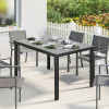 6-Person Garden Dining Table with Slatted Top and Steel Frame.