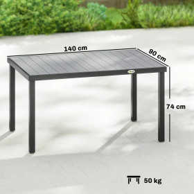 6-Person Garden Dining Table with Slatted Top and Steel Frame