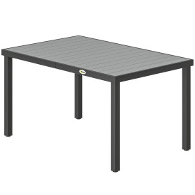 6-Person Garden Dining Table with Slatted Top and Steel Frame