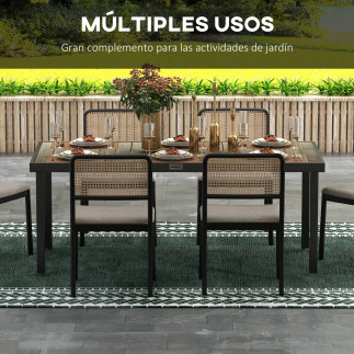 Mesa de Jardín Rectangular para 6 Personas Mesa de Comedor