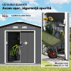 Cobertizo de Jardín 12.4 m² 340x386x200 cm with 2 Puertas Corredizas Base Refuerzo Dark Gray