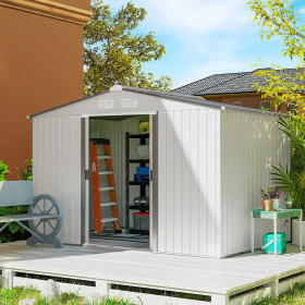 Garden Shed 277x195x192 cm in Silver and Grey