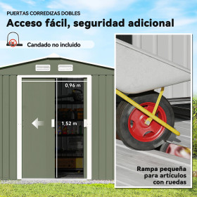 Garden Shed 277x195x192 cm in Light Green Garden Shed GMS Shop