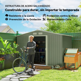 Garden Shed 277x195x192 cm in Light Green Garden Shed GMS Shop