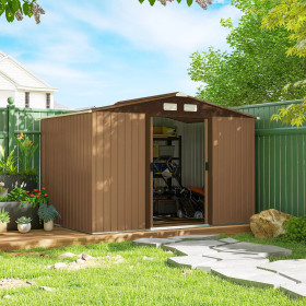 Garden Shed 277x195x192 cm in light brown / brown