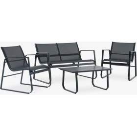Conjunto muebles jardín 4 plazas negro y Beige Inicio GMS Shop
