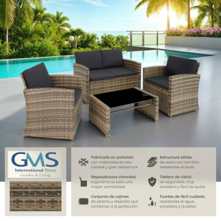 Rattan Lounge Set for 4 People Home GMS Shop