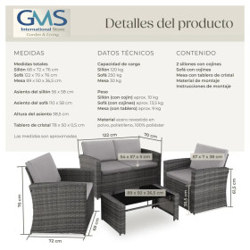 Conjunto de salón de ratán para 4 personas Inicio GMS Shop