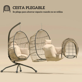 Silla Colgante con Soporte Cesta Plegable Cojín y Reposacabezas