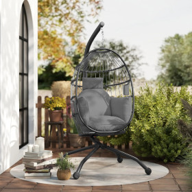 Silla Colgante con Soporte Cesta Plegable Cojín y Reposacabezas