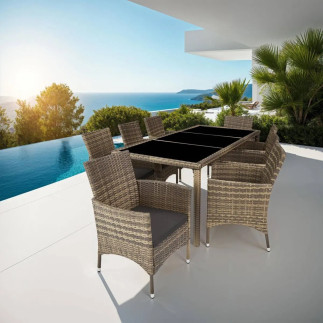 Conjunto de ratán Elegante Muebles de Jardín para 8 Personas