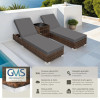 Set of 2 Aluminum and Natural Rattan Sun Loungers Garden