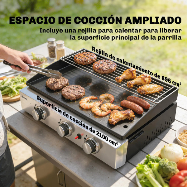 Gas Griddle with 3 Burners, 7.5 kW Home GMS Shop