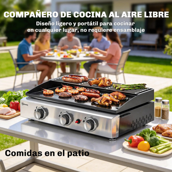 Plancha de gas con 3 Quemadores 7,5 kW Inicio GMS Shop
