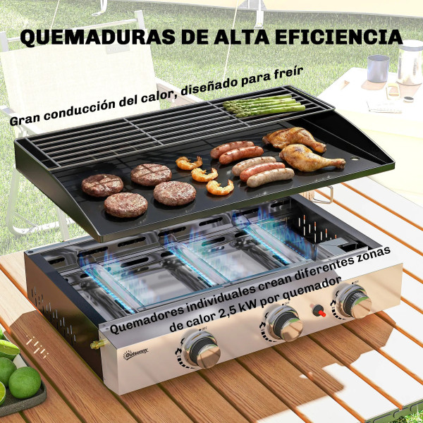 Gas Griddle with 3 Burners, 7.5 kW Home GMS Shop