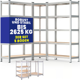 Corner Shelving Unit, Set of 3, 15 Shelves, 2625kg Load CapacityGMS994584Metal Shelving