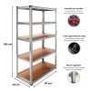 Pack of 10 Galvanized Shelving Units with 5 Shelves, 180x90x40 cmGMS20251070Metal Shelving