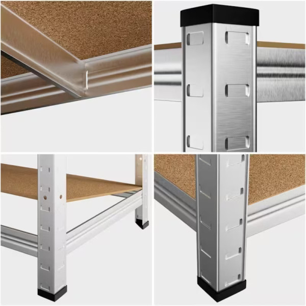 Pack of 10 Galvanized Shelving Units with 5 Shelves, 180x90x40 cmGMS20251070Metal Shelving