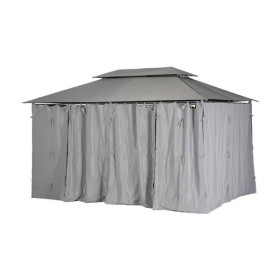 Steel pergola with gray curtains, 3x4mGMS20254659Home Accessories
