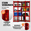 3-Piece Corner Bookshelf Set, Red, Blue, Black Metal Shelving
