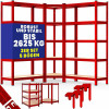 3-Piece Corner Bookshelf Set, Red, Blue, Black Metal Shelving