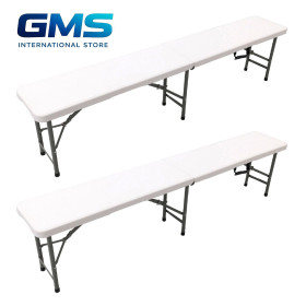 2-Pack Solid Folding Benches 180x30x43cm, Seats 6 People Garden