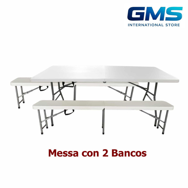 Mesa Plegable de Resina 180x70x74 cm - Blanco Muebles de jardín