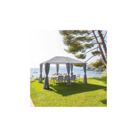 Steel Pergola with Gray Curtains 3x4m Garden Pergolas GMS Shop