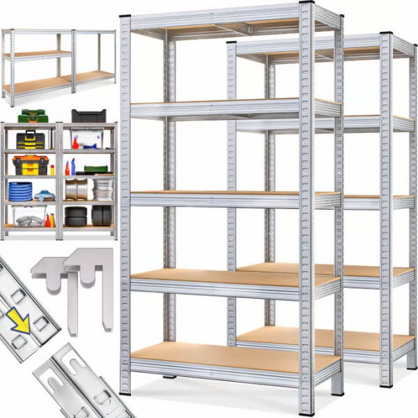 Metal Shelving Units, Set of 2, 180x90x40cm20251061Metal Shelving