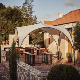 Rounded Steel Pergola 3.7x3.7m Garden Pergolas GMS Shop