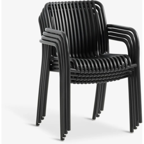 Black Table (Ø60) + 2 Black Chairs Garden Furniture Sets GMS