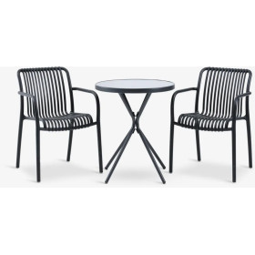 Black Table (Ø60) + 2 Black Chairs Garden Furniture Sets GMS