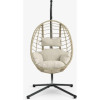 Hanging chair made of steel and synthetic rattan. 