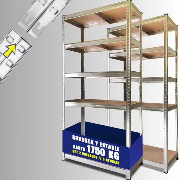 Metal Shelving Units, Set of 2, 180x90x40cm20251061Metal Shelving