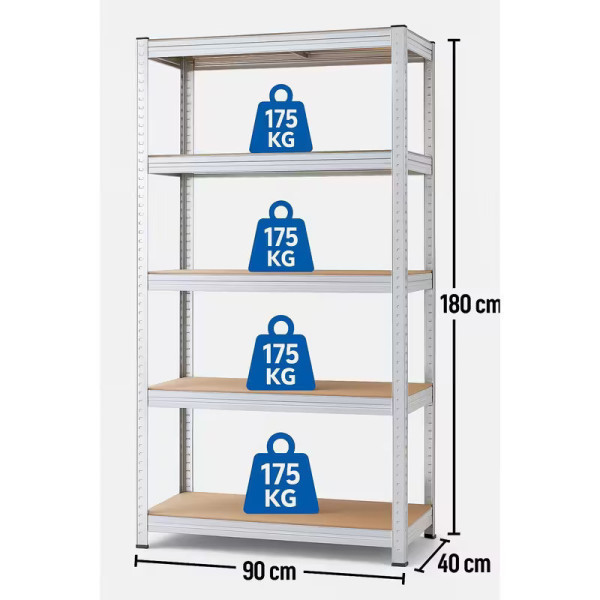 Metal Shelving Units, Set of 2, 180x90x40cm20251061Metal Shelving