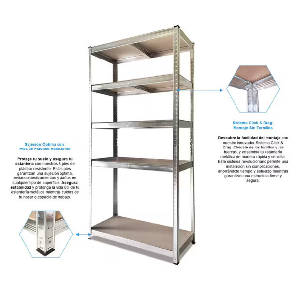 Metal Shelving Units, Set of 2, 180x90x40cm20251061Metal Shelving