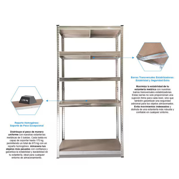Metal Shelving Units, Set of 2, 180x90x40cm20251061Metal Shelving