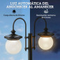 Outsunny Farola Solar Exterior de Jardín 2 Cabezales
